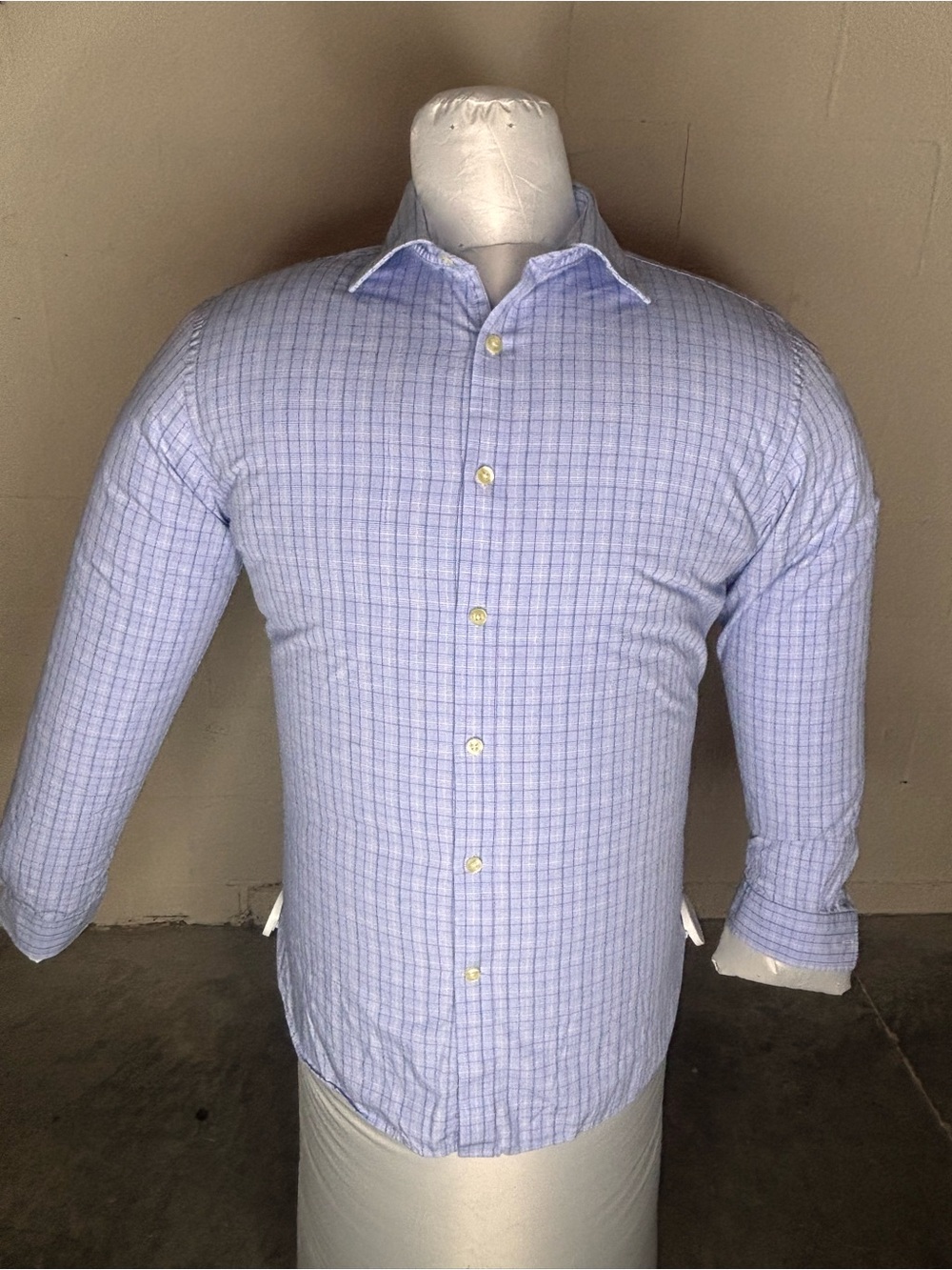 Michael KORS Mens Long Sleeve Button Down Slim -(US) Lg- Plaid-Classic Casual